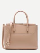 Romwe Apricot Faux Leather Handbag With Strap