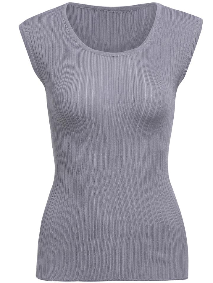 Romwe Knit Slim Grey Tank Top