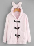 Romwe Rabbit Ear Hooded Horns Button Coat