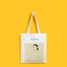Romwe Figure Print Canvas Tote Bag
