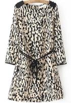 Romwe Leopard Print Tie-waist Dress