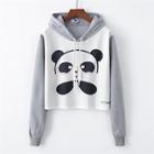 Romwe Panda Print Drawstring Detail Sweatshirt