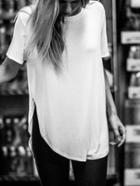 Romwe White High Low T-shirt