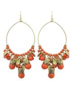 Romwe Orange Beads Chandelier Earrings Woman