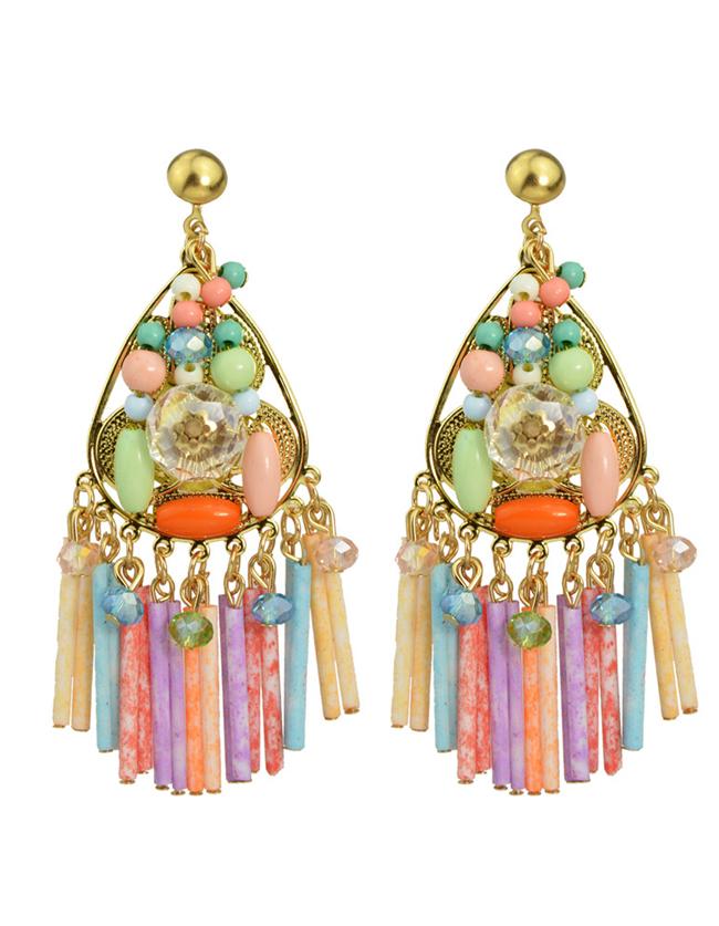 Romwe Colorful Beads Big Earrings