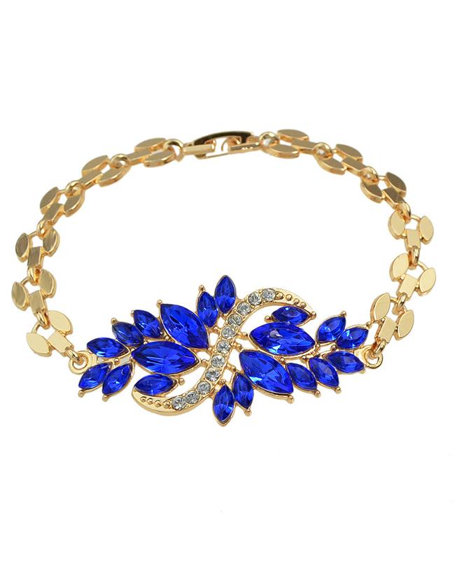Romwe Blue Rhinestone Women Bracelet
