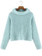 Romwe Turtleneck Loose Crop Sweater