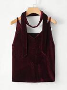 Romwe Velvet Cami With Skinny Scarf