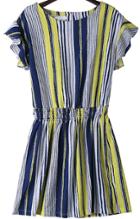Romwe Ruffle Sleeve Vertical Striped Dress