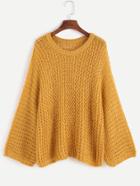 Romwe Mustard Hollow Out Knit Sweater