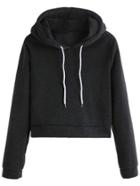 Romwe Dark Grey Drawstring Hooded Sweatshirt