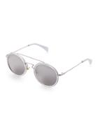 Romwe Sliver Frame Double Bridge Round Sunglasses