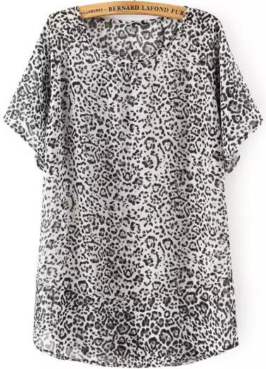 Romwe Round Neck Leopard Top