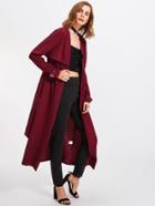 Romwe Buckle Belted Waist And Cuff Layered Coat