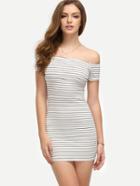 Romwe Striped Off The Shoulder Bodycon Dress
