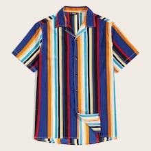 Romwe Guys Geo & Elephant Print Shirt