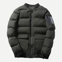 Romwe Men Pocket Detail Solid Puffer Coat
