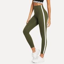 Romwe Striped Tape Side Leggings