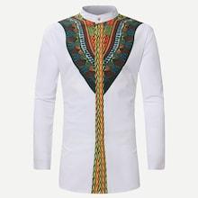 Romwe Men Ornate Print Long Shirt