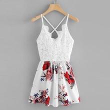 Romwe Plus Criss Cross Floral Print Cami Dress