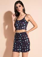 Romwe Graphic Print Crop Cami Top With Skirt