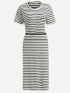 Romwe Striped Self-tie T Shirt Dress With Pocket