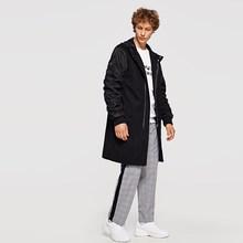 Romwe Guys Zip Front Hoodie Coat