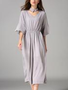 Romwe Bell Sleeve Wide Leg Chiffon Jumpsuit