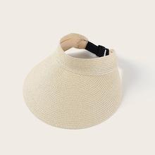 Romwe Buckle Detail Straw Paper Visor