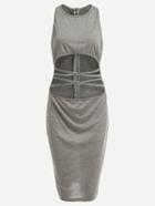 Romwe Grey Cutout Strappy Racerback Dress