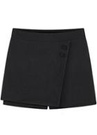 Romwe Buttons Casual Black Skirt Shorts
