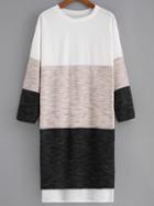 Romwe Color-block High Low Dress