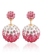Romwe Rhinestone Ball Double Sided Stud Earrings - Pink