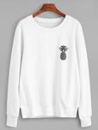 Romwe White Pineapple Print Sweatshirt