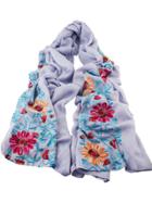 Romwe Lightgray Flower Printed Boho Style Wide Cotton Scarf For Ladies