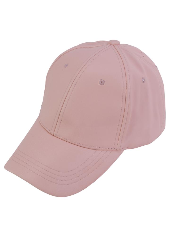 Romwe Pink Faux Leather Hip Hop Baseball Cap