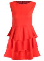 Romwe Round Neck Sleeveless Ruffle Orange Dress