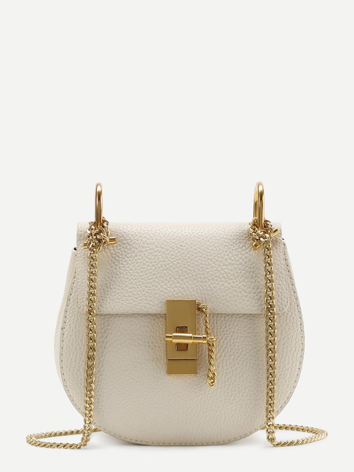 Romwe Pu Saddle Chain Bag