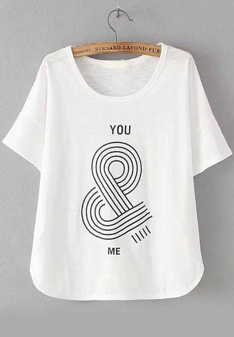 Romwe Number Print Loose T-shirt
