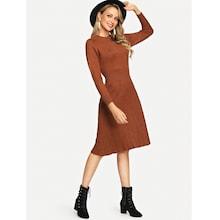 Romwe Raglan Sleeve Solid Sweater Dress