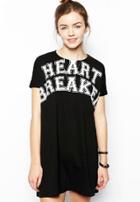 Romwe Heart Breaker Print Loose Dress