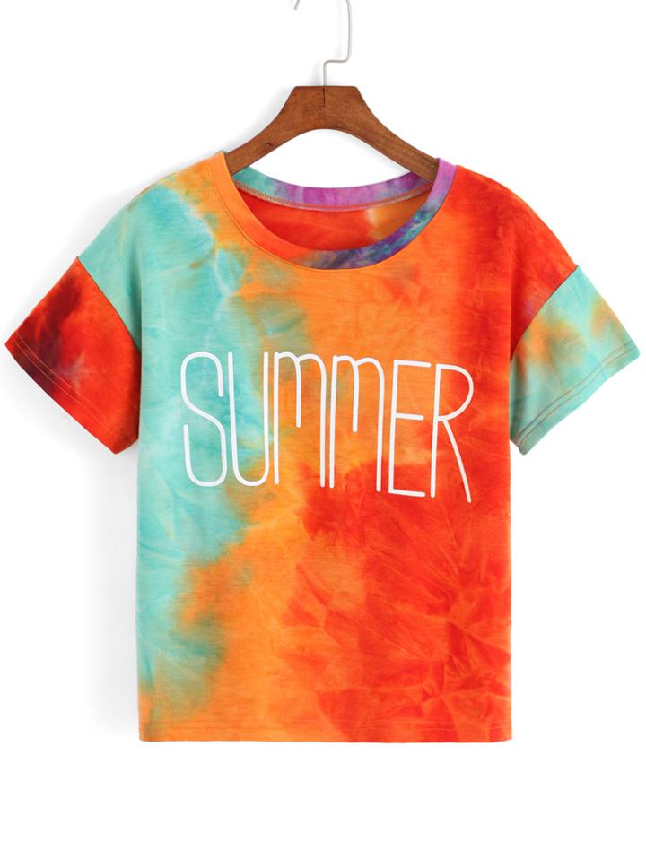 Romwe Summer Print Crop T-shirt