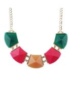 Romwe Colorful Acrylic Stone Collar Necklace