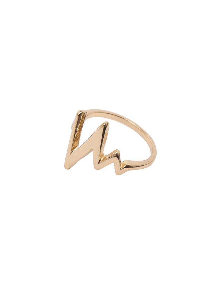 Romwe Golden Geometric Shape Minimalist Ring