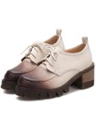 Romwe White Brush Lace Up Heavy-bottomed Flats