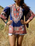 Romwe Bell Sleeve Tribal Print Dress