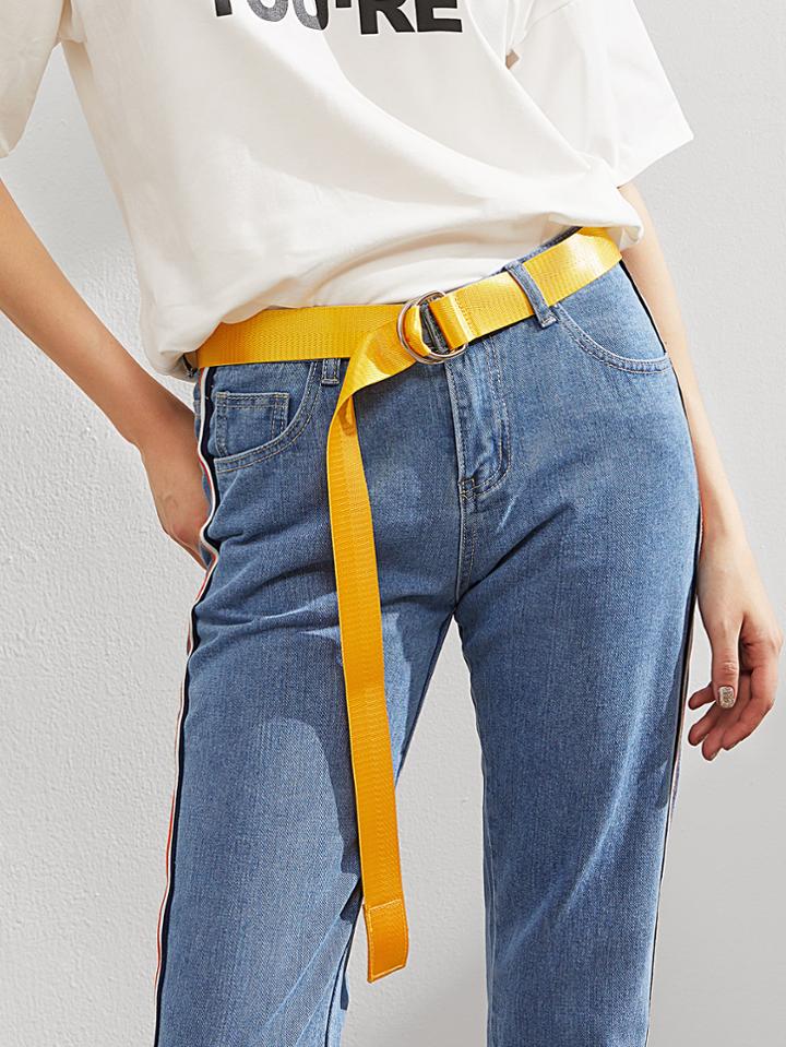 Romwe Simple Belt With Double D Ring