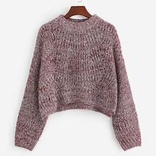 Romwe Stepped Hem Marled Knit Jumper