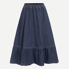 Romwe Denim Elastic Waist Skirt
