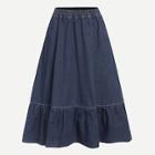 Romwe Denim Elastic Waist Skirt